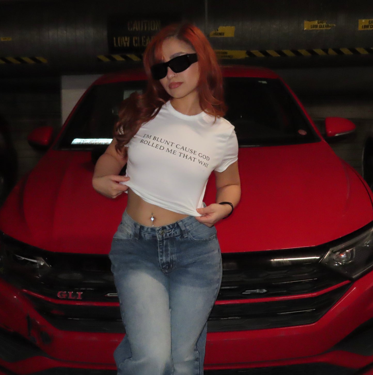 IM BLUNT CAUSE GOD ROLLED ME THAT WAY CROPPED TEE